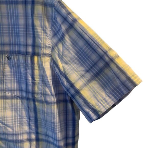 Pre Owned Men’s Chaps Blue Yellow Short Sleeve Button Up Sz XXL Classic Style - Picture 4 of 15